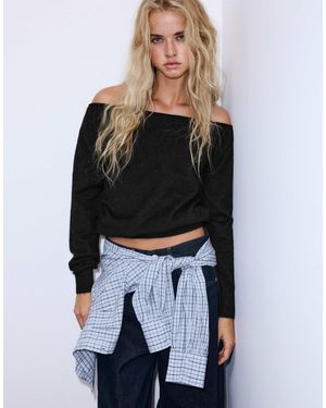 Pull&Bear Pullover mit u-boot-ausschnitt - Schwarz
