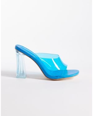Public Desire Kyoto Transparent Heeled Mules - Blue