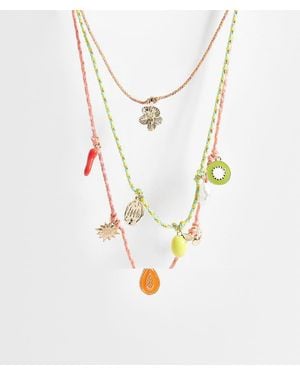 Accessorize Pack De 3 Collares De Cordón Con Charms De - Blanco