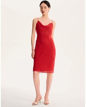 OMNES Kiki Cowl Back Midi Dress - Red