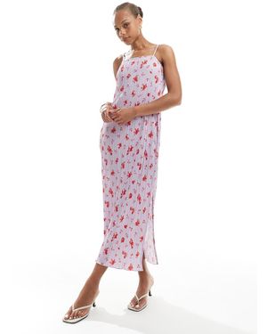 Pieces Plisse Cami Midi Dress - Pink