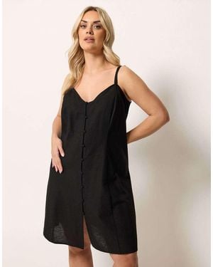 Yours Clothing Linen Swing Dress - Black