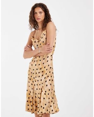 Muse Assembly Betsey midikleid mit polka-dot-muster und wasserfallausschnitt - Mettallic