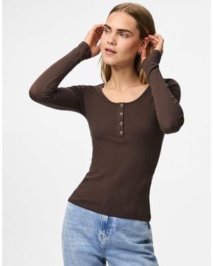 Pieces Top manches longues - chocolat chaud - Noir