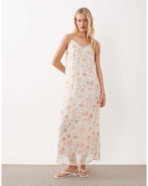 Vila Lace Trim Cami Midi Dress - Natural