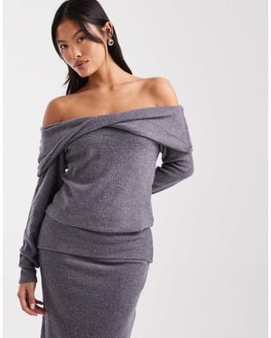 Vero Moda Off Shoulder Long Sleeve Top Co-ord - Gray