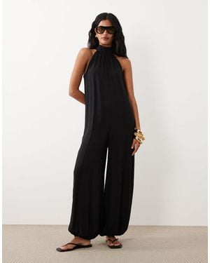 ASOS Halter Neck Jumpsuit With Tie Detail - Black