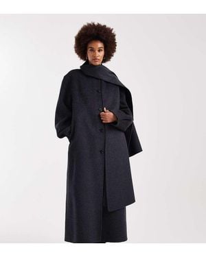 ASOS Asos Design Tall Premium Wool Rich Longline Coat With Detachable Scarf - Blue