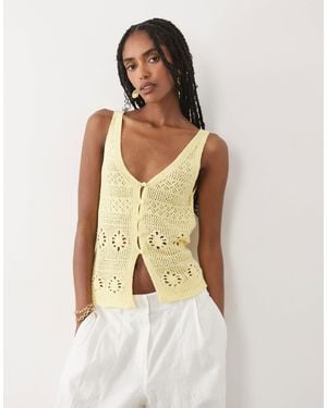 Mango Knitted Sleeveless Top - Yellow