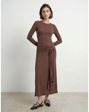 HYPEDROP Vestido De Manga Larga En Nuez Moscada-Marrón