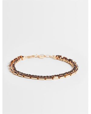 ASOS Dubbele Rij Enkelbandje Met Amberkleurige Kristallen Cupchain - Metallic
