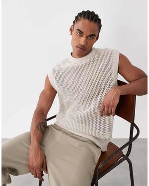 Only & Sons Relaxed Fit Open Knit Vest - Brown