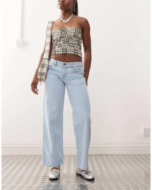 Motel Jeans A Vita Bassa Con Gambe Parallele Lavaggio Chiaro - Blu