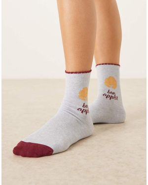 Accessorize Calcetines Azules Con Diseño De Cruasán Y Texto "Bon Appétit" De - Neutro