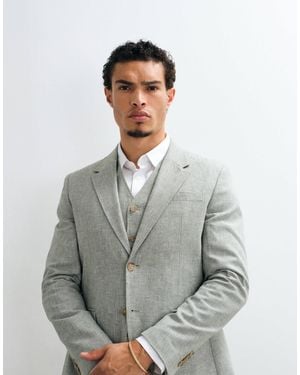 Jack & Jones Premium Co-ord Linen Blend Slim Suit Jacket - Gray