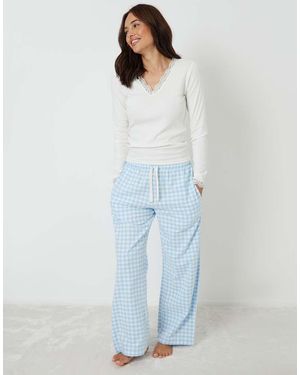Threadbare Long Sleeve Check Pyjamas - Blue