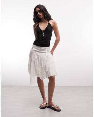 Weekday Falda Midi Plisada De Corte Asimétrico - Blanco