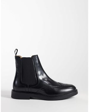ASOS Chelsea-boots mit budapester-details aus em leder - Schwarz