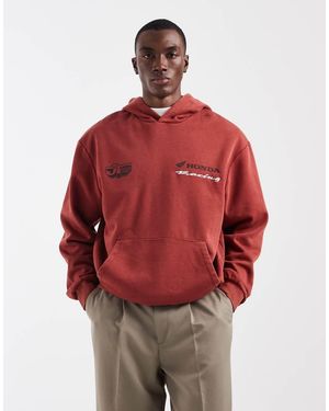 ASOS Relaxed Hoodie With Honda Racing Print - Red