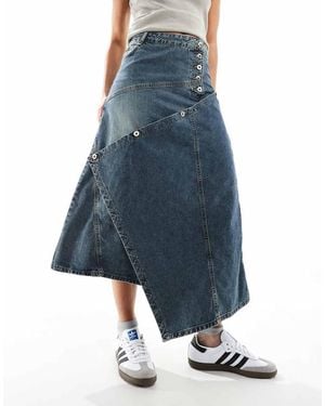 Collusion Iconic Reworked Asymmetric Denim Maxi Skirt - Blue