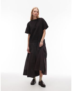 ASOS Cord Hybrid T-shirt Midi Dress - Black