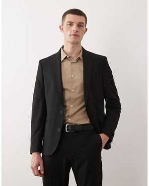 ASOS – eng geschnittener anzugblazer aus waschbarer wolle - Schwarz