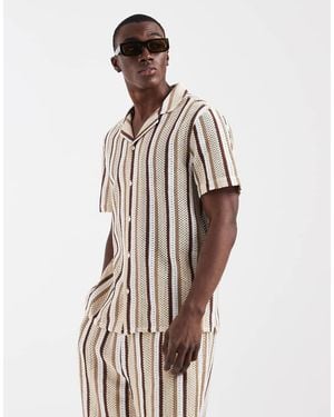 Aray Crochet Camp Collar Beach Shirt - White