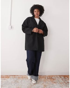 Noisy May Oversized Collar Jacket - Black