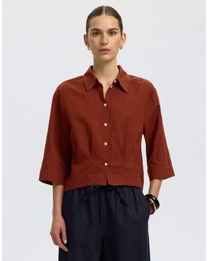 SELECTED – kurzärmlige hemdbluse - Rot