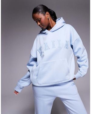 Kaiia Felpa Con Cappuccio Oversize Blu Polvere Con Logo Ricamato