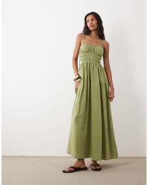 ASOS Faith Beach Shirred Maxi Sundress - Green