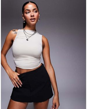 Oh Polly Kirbie Asymmetric Ruched Tank Top - Grey