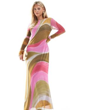 Vero Moda Long Sleeved Mesh Dress Maxi - Multicolour