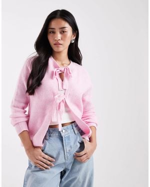 Pieces – wendbare strickjacke - Pink