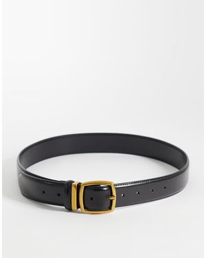 ASOS Leather Waist And Hip Square Buckle Jeans Belt - Grey