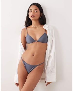 Mango Bikini Top With Silver Hardwear Detailing - Blue
