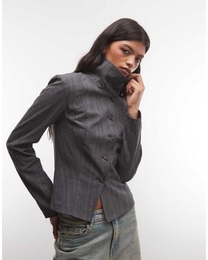 Weekday Top Met Opstaande Boord En Lange Mouwen - Grijs