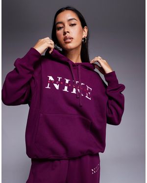 Nike Gym life - sweat à capuche oversize à motif virgule - bordeaux - Violet