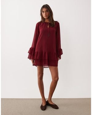 Miss Selfridge Chiffon Ruffle Mini Dress - Red