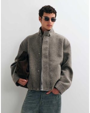 ASOS Boucle Wool Mix Funnel Neck Bomber - Grey