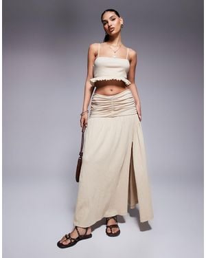ASOS Crinkle Drop Waist Maxi Skirt - Natural
