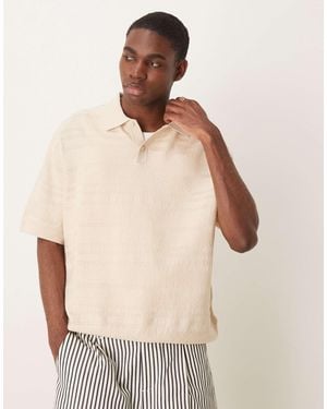 SELECTED Homme Knitted Texture Polo - Natural