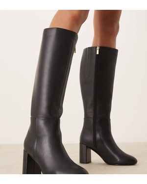 New Look Botas Por La Rodilla Negras Con Tacón De Bloque De - Negro