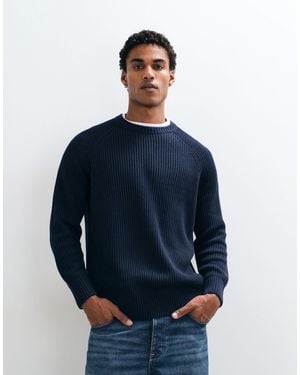 SELECTED Gestrickter pullover mit perlfangmuster - Blau