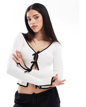 Brave Soul – vorne gebundene strickjacke - Weiß