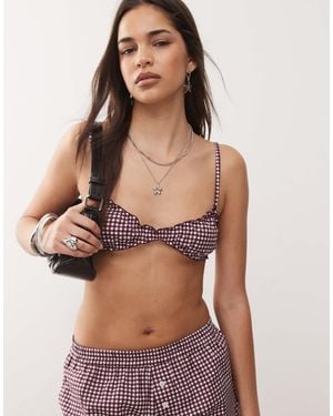 Motel Tiga Gingham Bralette Co-ord - Brown
