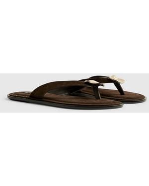 River Island Sandalias De Dedo Planas Con Detalle De Metal De - Marrón