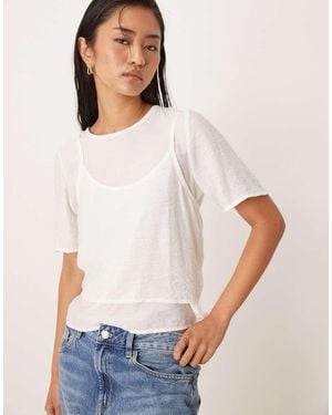 Threadbare Top Met Hemdje Erboven - Wit
