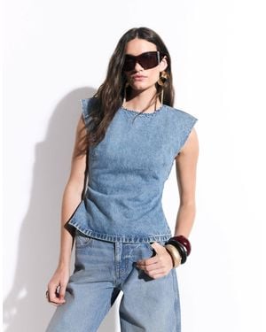 ASOS Denim Shoulder Pad Sleeveless Co-Ord - Blue