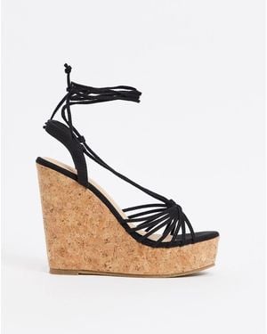 Truffle Collection Cuñas Con Detalle Anudado A La Pierna En De - Negro